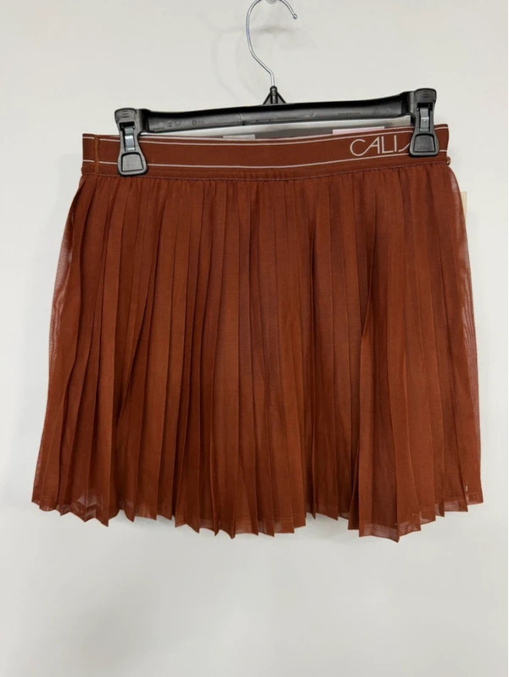 Calia Court Collection High-Rise Pleated Mesh Skort in Red Brown, Women's Small